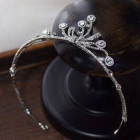 Simple Korean Zircon Crystal Wedding Tiaras Headpieces