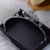 Simple Korean Zircon Crystal Wedding Tiaras Headpieces