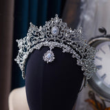 Baroque Oversize Zircon Crystal Wedding Tiaras Headpieces