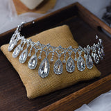 Elegant Drop-water Zircon Crystal Brides Headpieces with Earring