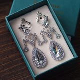 Elegant Drop-water Zircon Crystal Brides Headpieces with Earring