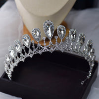 Elegant Drop-water Zircon Crystal Brides Headpieces with Earring