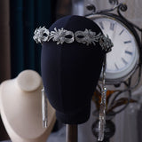 Korean Tassel Silver Zircon Crystal Brides Headpieces Wedding Tiaras