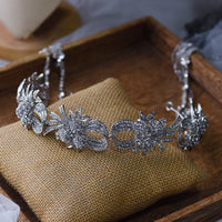 Korean Tassel Silver Zircon Crystal Brides Headpieces Wedding Tiaras