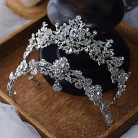 European Silver Zircon Crystal Brides Headpieces Wedding Tiaras