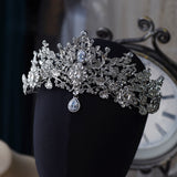 European Silver Zircon Crystal Brides Headpieces Wedding Tiaras