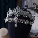 European Silver Zircon Crystal Brides Headpieces Wedding Tiaras