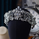 European Silver Zircon Crysatl Brides Tiaras Wedding Headpieces