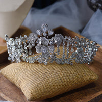 European Silver Zircon Crysatl Brides Tiaras Wedding Headpieces