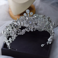 European Silver Zircon Crysatl Brides Tiaras Wedding Headpieces