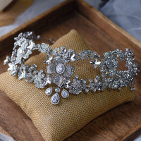 European Silver Zircon Crysatl Brides Tiaras Wedding Headpieces