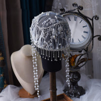 Stunning White Crystal Tull Hat Wedding Veil