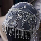 Stunning White Crystal Tull Hat Wedding Veil