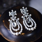 Elegant Zircon&Pearls Wedding Tiaras Crown set Headpieces