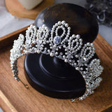 Elegant Zircon&Pearls Wedding Tiaras Crown set Headpieces