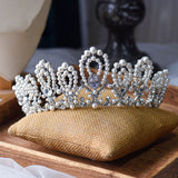 Elegant Zircon&Pearls Wedding Tiaras Crown set Headpieces