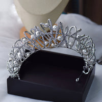 Irregular Zircon&Pearls Wedding Tiaras Crown Headpieces