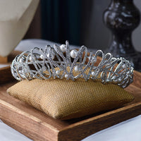 Irregular Zircon&Pearls Wedding Tiaras Crown Headpieces