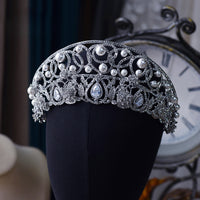 Princess Zircon&Pearls Wedding Tiaras Crown Headpieces