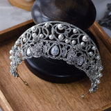 Princess Zircon&Pearls Wedding Tiaras Crown Headpieces