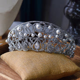 Princess Zircon&Pearls Wedding Tiaras Crown Headpieces