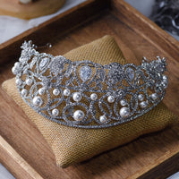 Princess Zircon&Pearls Wedding Tiaras Crown Headpieces