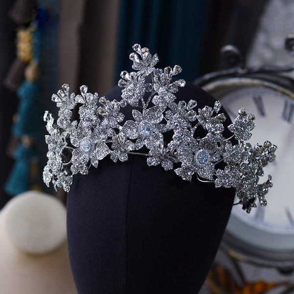 Irregular Zircon&Pearls Wedding Tiaras Crown set Headpieces