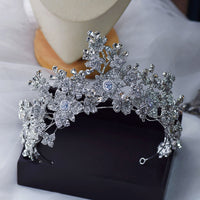 Irregular Zircon&Pearls Wedding Tiaras Crown set Headpieces