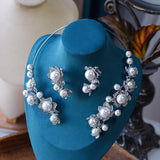 Fashion Zircon&Pearls Wedding Tiaras Crown with Earring