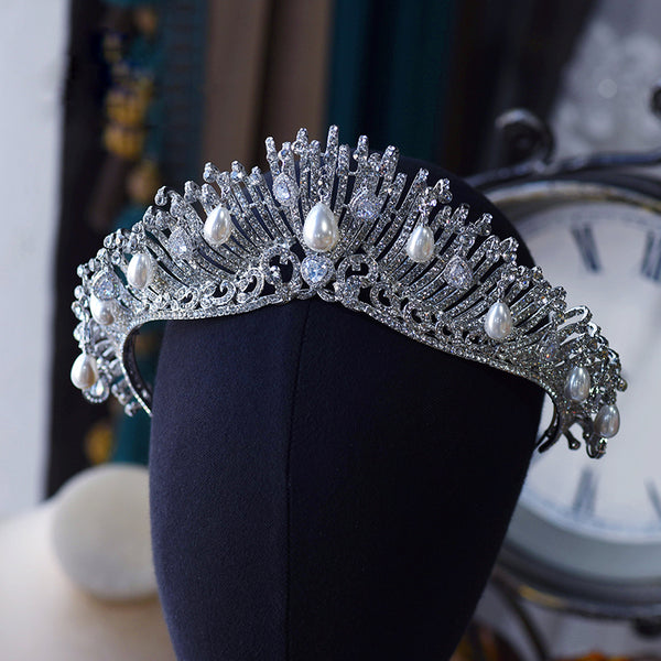 Princess Zircon&Pearls Wedding Tiaras Crown