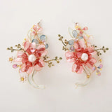 Lovely Oversize Pink Baroque Luxury Earrings Flower Turkish jewelry