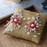 Lovely Oversize Pink Baroque Luxury Earrings Flower Turkish jewelry