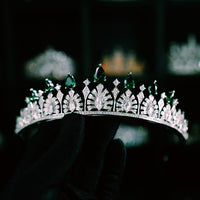 Elegant Green Cubic Zircon Bridal Crowns Tiara Headpieces