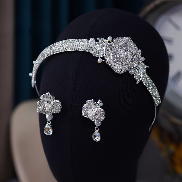 Fashion Pearls Wedding Plated Crystal Tiaras Crown