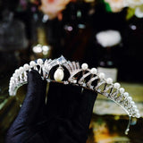 Zircon Crystal & Pearls Wedding Tiaras Crowns Headpieces