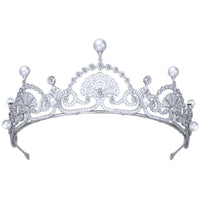 Royal Zircon Plears Silver Tiara Crown Wedding Headpieces