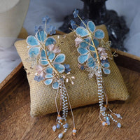 Romantic Ethnic Style Blue Flower Brides Barrettes Head Wear