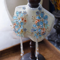 Romantic Ethnic Style Blue Flower Brides Barrettes Head Wear