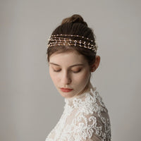 Multi-layers Handmade Brides Soft Hairbands Gold Headbands Bridal Pearls Hair Accessories Crystal Headpieces