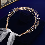 Multi-layers Handmade Brides Soft Hairbands Gold Headbands Bridal Pearls Hair Accessories Crystal Headpieces