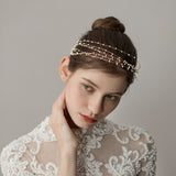 Multi-layers Handmade Brides Soft Hairbands Gold Headbands Bridal Pearls Hair Accessories Crystal Headpieces