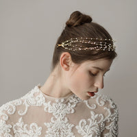 Multi-layers Handmade Brides Soft Hairbands Gold Headbands Bridal Pearls Hair Accessories Crystal Headpieces