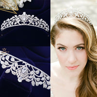 European Clear Zircon Brides Crowns Tiaras Silver Plated Crystal Bridal Hairbands Wedding Hair Accessories