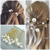 18 pics/lot Women Sparkling Pearls Hairpins Handmade Gold Hair Sticks European Pearls Hairbands Wedding Hair Accessories