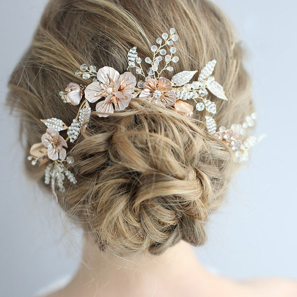 Gorgeous Bridal Hair Barrette Leaves Hairbands Rhinestone Hair Sticks Wedding Hair Accessories D2316