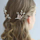 Gorgeous Bridal Hair Barrette Leaves Hairbands Rhinestone Hair Sticks Wedding Hair Accessories D2316