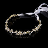 Girls Long Hairbands Handmade Crystal Brides Headbands Gold Wedding Tiaras Headpieces