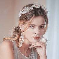 New Korean Flower Brides Tiaras Headbands with Earring