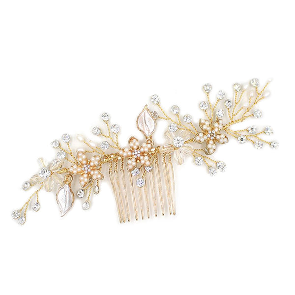 Handmade Wedding Crystal Hair Combs Gold Bridal Headpiece Brides Hair Accessories