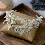 Handmade Flower & Pearls Brides Leaves Tiaras Crowns Headbands